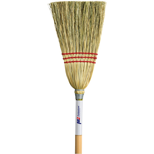 Lobby Corn Broom, 3-String, Wood Handle D. Morneault & Fils