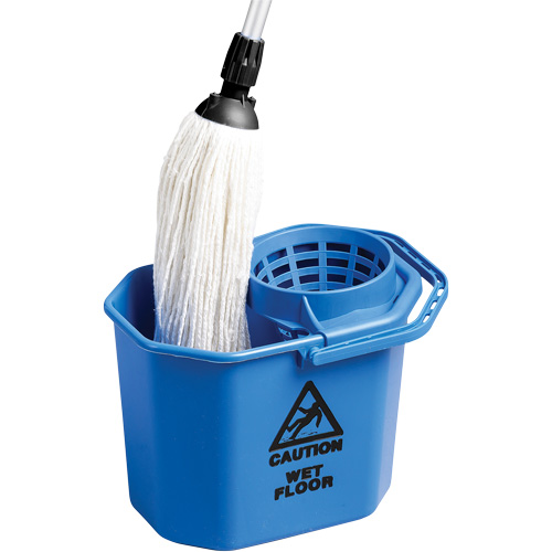 Seau &agrave; usage intensif avec essoreuse conique, Passoire, 3 gal. US (12 pintes), Bleu D. Morneault & Fils