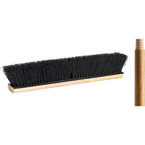Push Broom with Handle, 18", Medium, Tampico Bristles D. Morneault & Fils