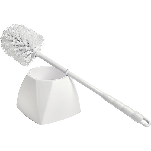 Brosse &agrave; cuvettes avec coupelle, 15-1/2" l, Soies Polypropyl&egrave;ne, Blanc D. Morneault & Fils