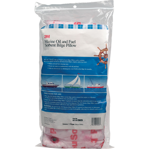 Tampon de fond de cale pour huiles et carburants nautiques, Huile seulement, 15" lo x 7" la, 12,1 gal absorption/pqt D. Morneault & Fils