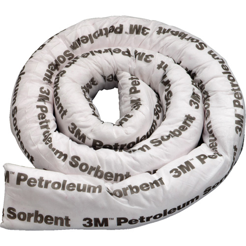 Barri&egrave;re de pollution absorbante double pour produits p&eacute;troliers, Huile seulement, 8' lo x 3" la, Absorption 15,7 gal D. Morneault & Fils