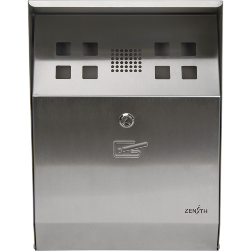 Smoking Receptacle, Wall-Mount, Stainless Steel, 1.6 Litres Capacity, 13-4/5" Height D. Morneault & Fils