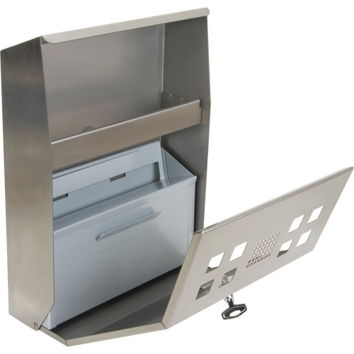 Smoking Receptacle, Wall-Mount, Stainless Steel, 1.6 Litres Capacity, 13-4/5" Height D. Morneault & Fils