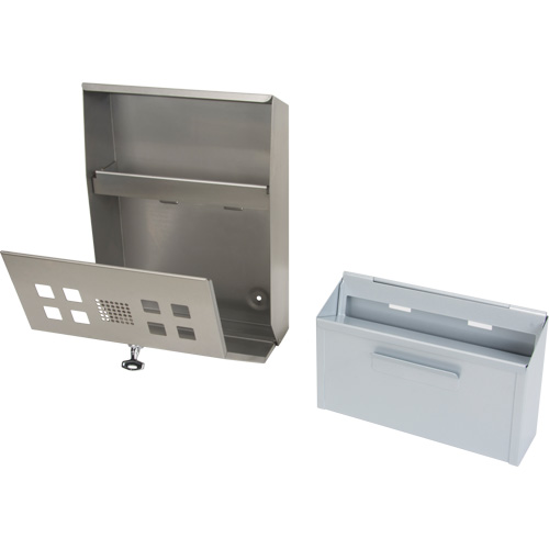 Smoking Receptacle, Wall-Mount, Stainless Steel, 1.6 Litres Capacity, 13-4/5" Height D. Morneault & Fils