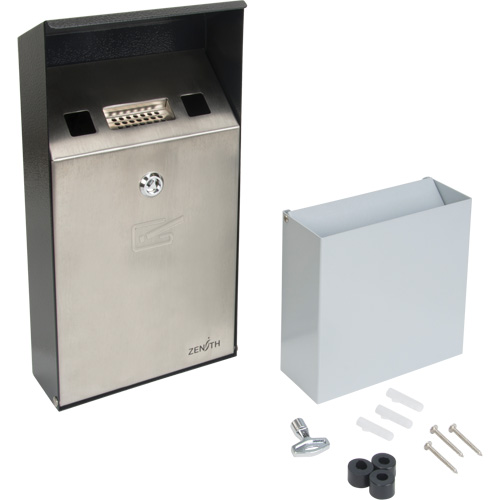 Smoking Receptacle, Wall-Mount, Stainless Steel, 1 Litre Capacity, 11-4/5" Height D. Morneault & Fils