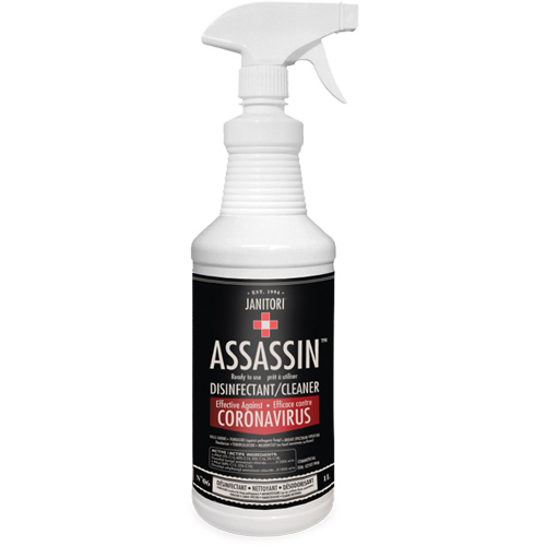 Janitori Assassin Ready-to-Use Disinfectant Cleaner, 1 L, Trigger Bottle D. Morneault & Fils