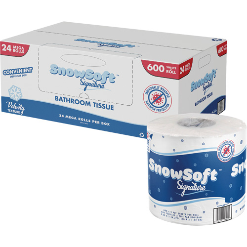 Snow Soft Premium Toilet Paper, 2 Ply, 600 Sheets/Roll, 145' Length, White D. Morneault & Fils