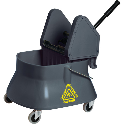 Seau pour vadrouille et essoreuse Champ, Pression vers le bas, 6,5 gal. US (26 pintes)/7,5 gal. US (30 pintes), Gris D. Morneault & Fils