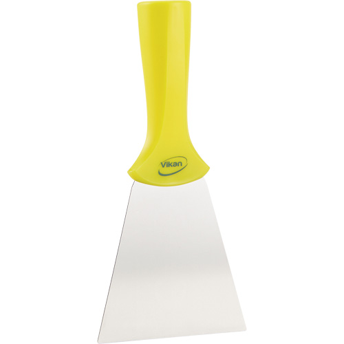 Grattoir en acier inoxydable avec poign&eacute;e montable sur manche, Jaune, 4" la x 8" lo D. Morneault & Fils