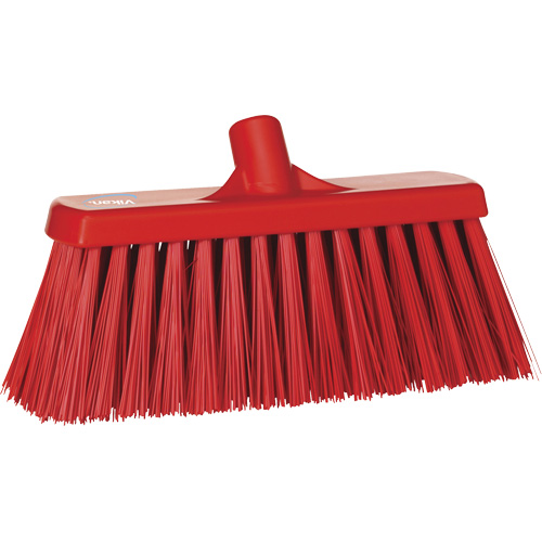 Heavy-Duty Push Broom, Stiff Bristles, 13", Polyester, Red D. Morneault & Fils