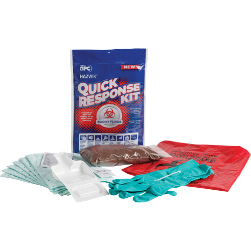 Hazwik&reg; Quick Response Spill Kit for Bodily Fluids, Biohazard, Bag, 0.49 US gal. Absorbancy D. Morneault & Fils
