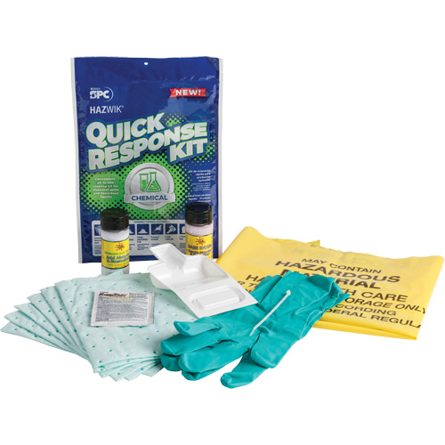 Trousse dintervention rapide pour d&eacute;versements de produits chimiques Hazwik, Mati&egrave;res dangereuses, Sac, Absorbance de 0,33 gal. US D. Morneault & Fils