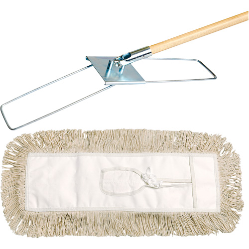 Break-Ezy Dust Mop System, Tie-On Style, Cotton, 36" L x 5" W D. Morneault & Fils