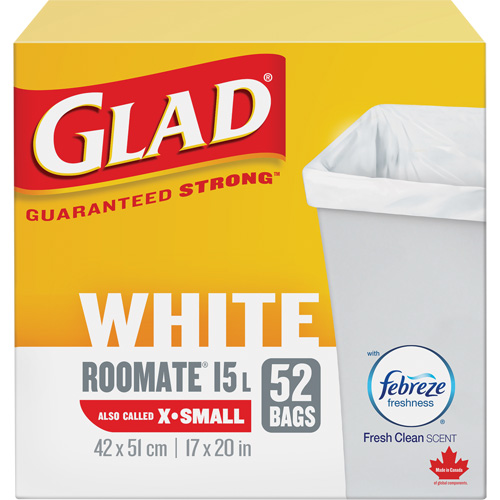 Tr&egrave;s petits sacs &agrave; ordures 15 L avec Febreze, R&eacute;gulier, 17" la x 20" lo, Blanc D. Morneault & Fils
