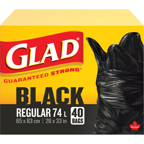 74L Garbage Bags, Regular, 26" W x 33" L, Black D. Morneault & Fils