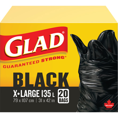 135L Garbage Bags, Regular, 31" W x 42" L, Black D. Morneault & Fils
