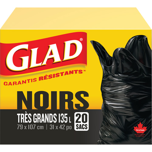 135L Garbage Bags, Regular, 31" W x 42" L, Black D. Morneault & Fils