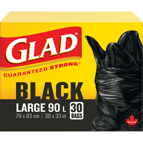 90L Garbage Bags, Regular, 30" W x 33" L, Black D. Morneault & Fils