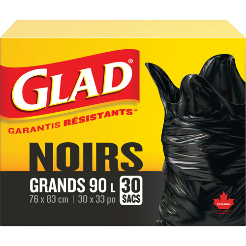 90L Garbage Bags, Regular, 30" W x 33" L, Black D. Morneault & Fils