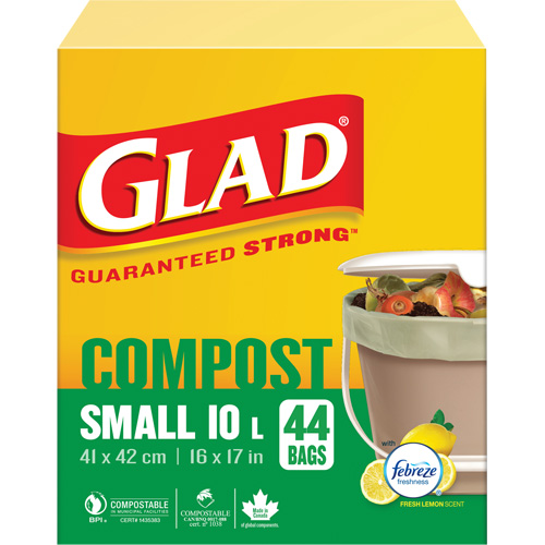 Petits sacs de compostage, R&eacute;gulier, 17" lo x 16" la, Brun, Capacit&eacute; de 10 L (3 gal.) D. Morneault & Fils