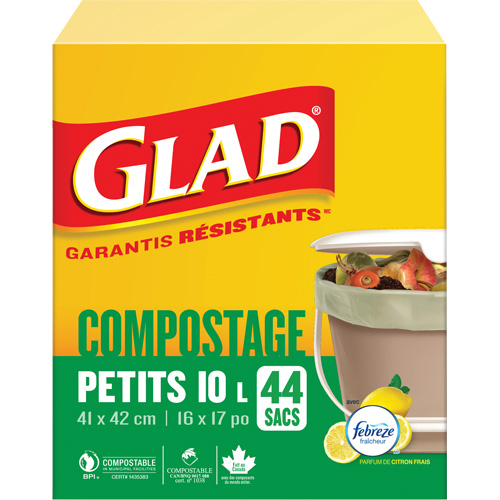 Petits sacs de compostage, R&eacute;gulier, 17" lo x 16" la, Brun, Capacit&eacute; de 10 L (3 gal.) D. Morneault & Fils