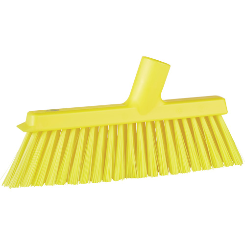 Dustpan Broom with Angled Thread, Medium Bristles, 10", Polyester, Yellow D. Morneault & Fils