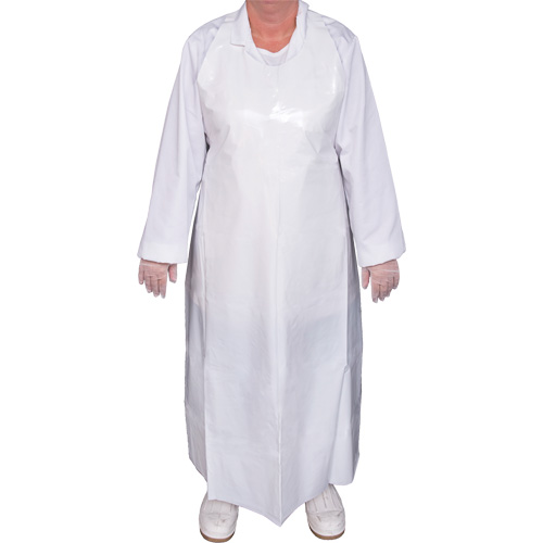 Tablier Top Dog de 6 mil, Polyur&eacute;thane, 45" lo x Blanc D. Morneault & Fils