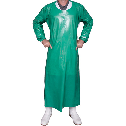 Top Dog 6 Mil. Gown, Large, Green, Polyurethane D. Morneault & Fils