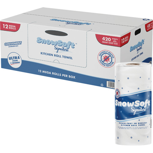 Rouleau dessuie-tout de cuisine Signature de Snow Soft, 2 Pli, 420 Feuilles/rouleau, 4,5" la, 11" lo D. Morneault & Fils