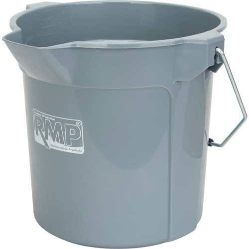 Seau rond avec bec verseur, Capacit&eacute; de 2,64 gal. US (10,57 pintes), Gris D. Morneault & Fils