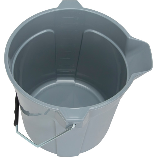 Seau rond avec bec verseur, Capacit&eacute; de 2,64 gal. US (10,57 pintes), Gris D. Morneault & Fils