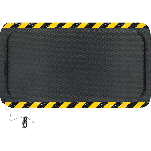 Tapis conductible Hog Heaven, 3' la x 5' lo, 5/8" &eacute;paisseur, Noir/Jaune, Nitrile D. Morneault & Fils