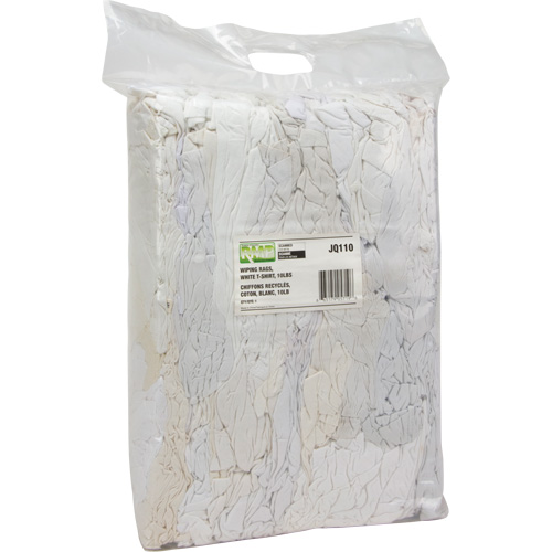 Recycled Material Wiping Rags, Cotton, White, 10 lbs. D. Morneault & Fils