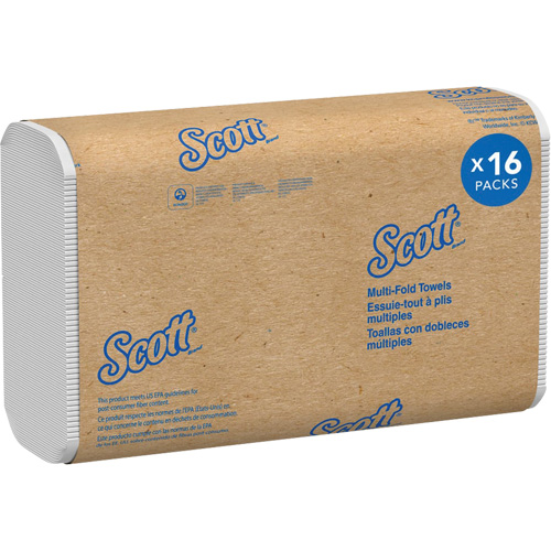 Essuie-tout &agrave; plis multiples en fibres recycl&eacute;es &agrave; 100 % Scott, 1 pli, 9-2/5" lo x 9-1/5" la, 250 /pqt D. Morneault & Fils