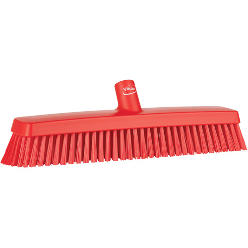 Push Broom Head, Fine/Stiff Bristles, 16-1/2", Polyester/Polypropylene, Red D. Morneault & Fils