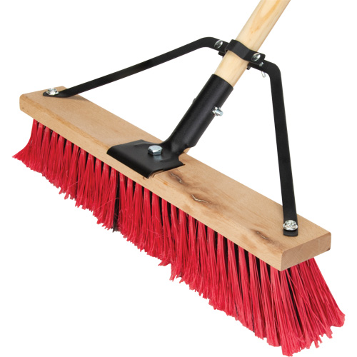 Push Broom with Braced Handle, 18", Medium, PVC Bristles D. Morneault & Fils