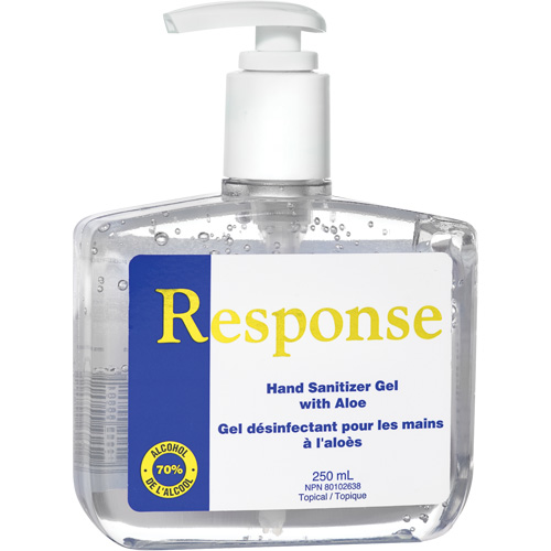 Gel d&eacute;sinfectant pour les mains &agrave; l'alo&egrave;s Response, 250 ml, Bouteille &agrave; pompe, 70 % alcool D. Morneault & Fils