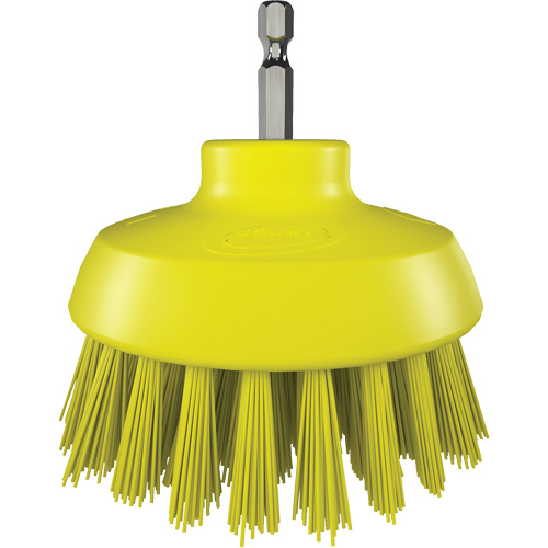 HyDrive Round Drill Brush, Extra Stiff Bristles, 3-1/10" Long, Yellow D. Morneault & Fils