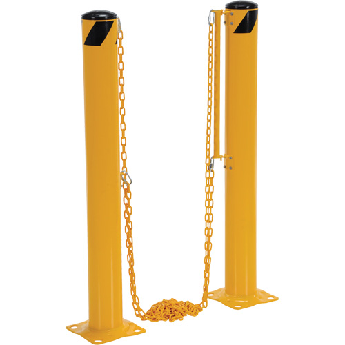 Syst&egrave;me de bornes de protection et chaînes pour quai, Acier, 42" h x 6-5/8" la, Jaune D. Morneault & Fils