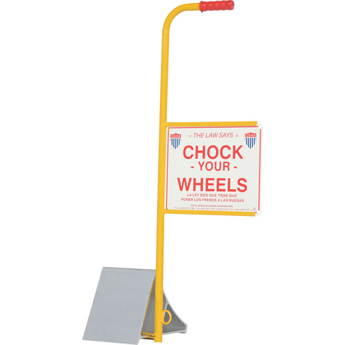 Wheel Chock with Handle & Sign, 7" W x 11-7/8" D x 7-11/16" H D. Morneault & Fils