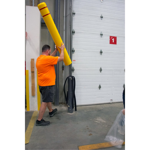 Polyethylene Bollard Cover, 4-1/2" Dia. x 52" L, Red/Yellow D. Morneault & Fils