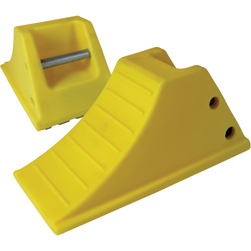 40 Ton Large Equipment Wheel Chock with Grip Pads, Urethane, Yellow D. Morneault & Fils