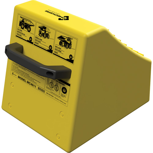 Cale de roue ultra-robuste pour l'exploitation mini&egrave;re Checkers Safety sans support, PEHD, Jaune, 14-1/2" la x 17-1/2" p x 16" h D. Morneault & Fils