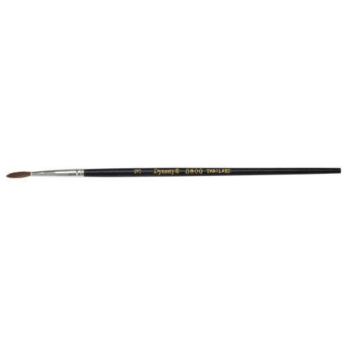 Pinceau pointu &agrave; soies noires pour artiste, Largeur de la brosse de 2,1 mm, Soie de chameau, Manche &agrave; Bois D. Morneault & Fils