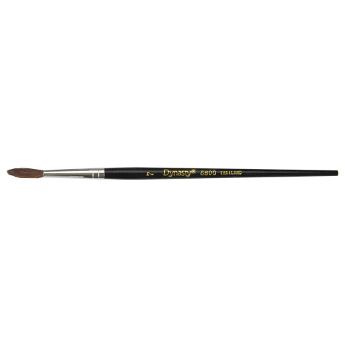 Pinceau pointu &agrave; soies noires pour artiste, Largeur de la brosse de 4 mm, Soie de chameau, Manche &agrave; Bois D. Morneault & Fils