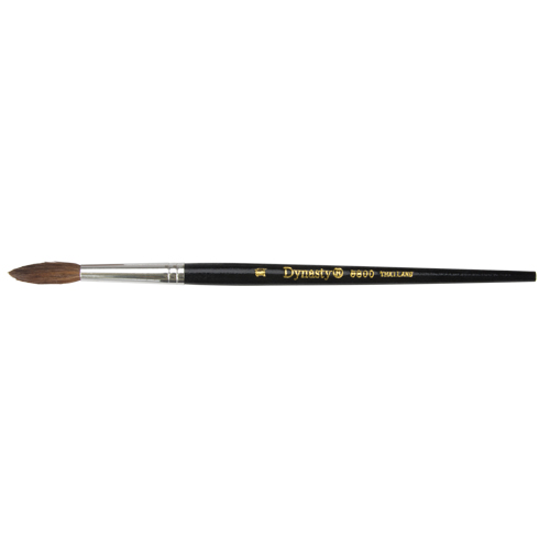 Pinceau pointu &agrave; soies noires pour artiste, Largeur de la brosse de 5,7 mm, Soie de chameau, Manche &agrave; Bois D. Morneault & Fils
