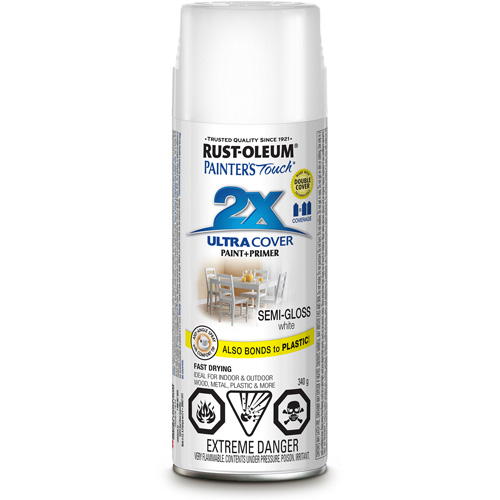 Peinture &agrave; pouvoir couvrant &eacute;lev&eacute; Painter's Touch, Blanc, Semi-brillant, Canette a&eacute;rosol D. Morneault & Fils