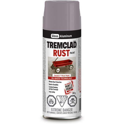 Tremclad&reg; Oil Based Rust Paint, Silver Aluminum, Gloss, Aerosol Can D. Morneault & Fils