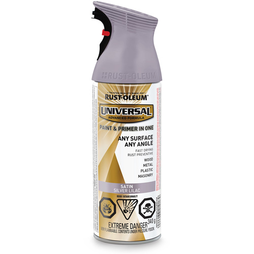 Universal&reg; Enamel Paint & Primer In One, Silver Lilac Purple, Satin, Aerosol Can D. Morneault & Fils